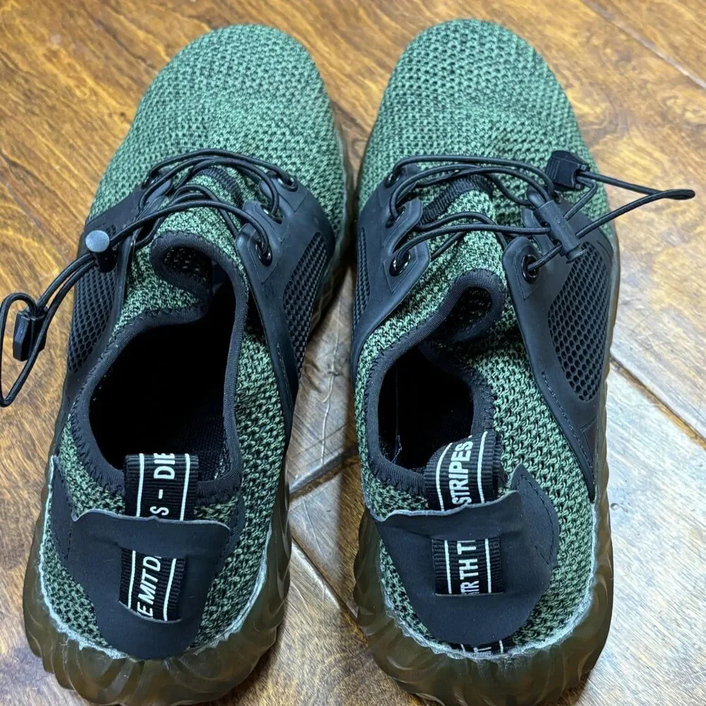 Adidas Shoes Mens Size 13‎ Green Mesh Low Top Sneakers Die Weltmarke Steel Toe